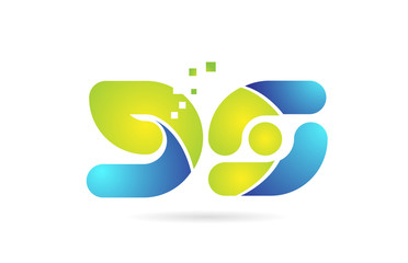 gs g s blue green combination alphabet letter logo icon design