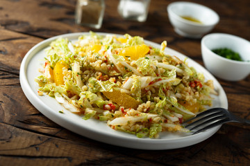 Healthy cabbage salad with orange