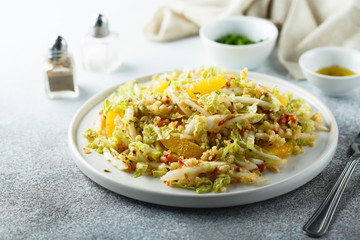 Healthy cabbage salad with orange