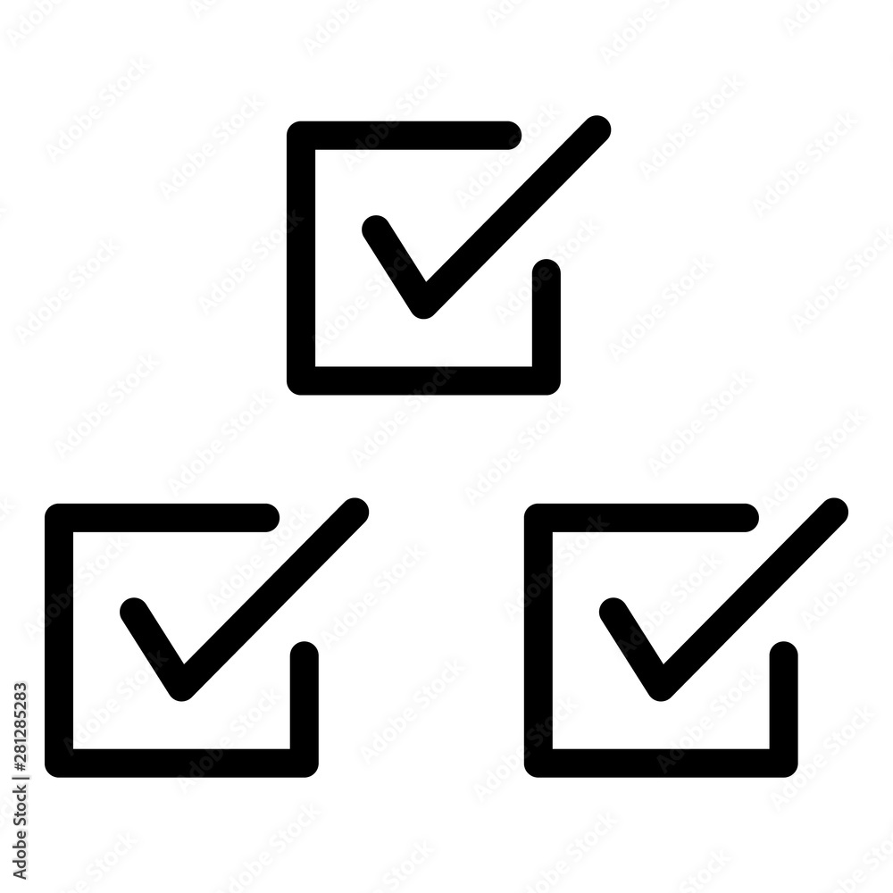 Poster three checkboxes icon. outline three checkboxes vector icon for web design isolated on white backgro