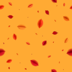 Autumn seamless pattern, background with red leaves, fall nature vector design elements. Web layout template