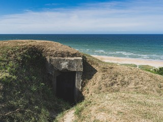 German bunkers, Omaha Beach, Normandy France 