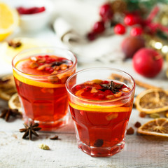 Traditional homemade berry punch with spices