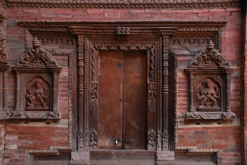 Decoration of hindu god at patan durbar square centre of the city of Lalitpur in Nepal