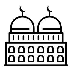 Two dome mosque icon. Outline two dome mosque vector icon for web design isolated on white background