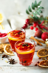 Traditional homemade berry punch with spices