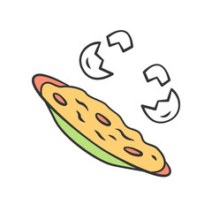Omelette color icon. Fast cooking dish. Restaurant, cafe breakfast menu. Morning food. Scrambled, fried eggs. Natural, organic farming product. Isolated vector illustration