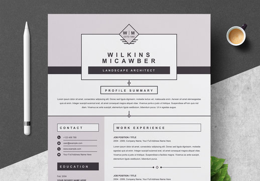 Mauve Resume Set Layout