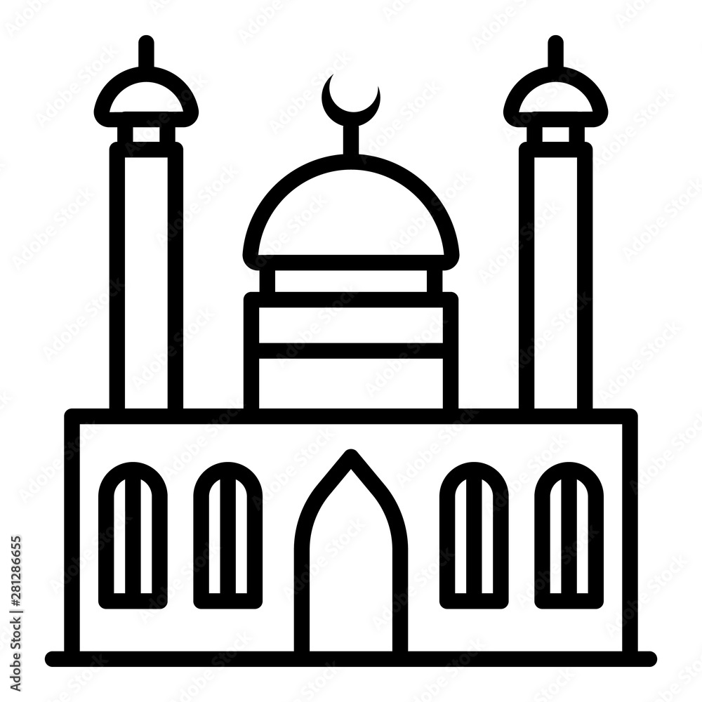 Aufkleber mosque with two minarets icon. outline mosque with two minarets vector icon for web design isolated 