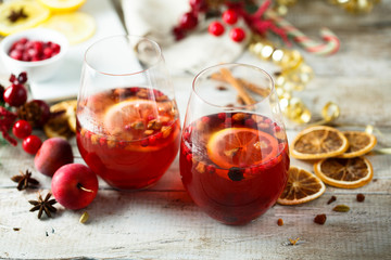Traditional homemade berry punch with spices