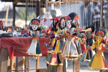 marionette doll of Hindu god at Pashupatinath Temple a famous and sacred Hindu temple complex that is located on the banks of the Bagmati River. Beside Pashupatinath temple is open air cremation