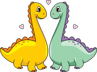 Two funny enamored dinos