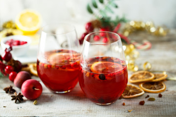Traditional homemade berry punch with spices