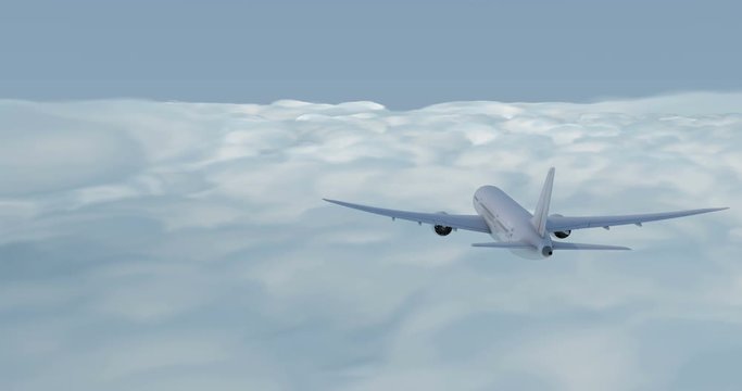 Plane flying. 3D render