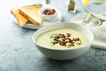 Potato asparagus soup with bacon