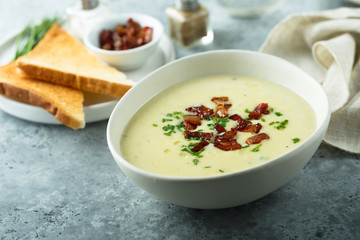 Potato asparagus soup with bacon