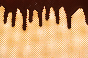 yellow waffle texture with chocolate icing like background for your design