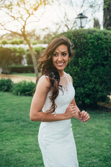 Portrait of a woman with white wedding dresse