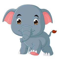 cute cartoon elephant is running isolated on a white background-vector art
