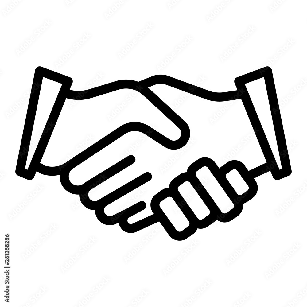 Poster handshake icon. outline handshake vector icon for web design isolated on white background