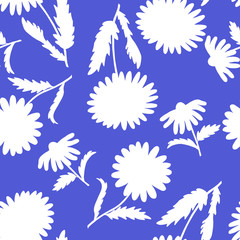 Floral seamless pattern of white daisies. Vector illustration of hand 