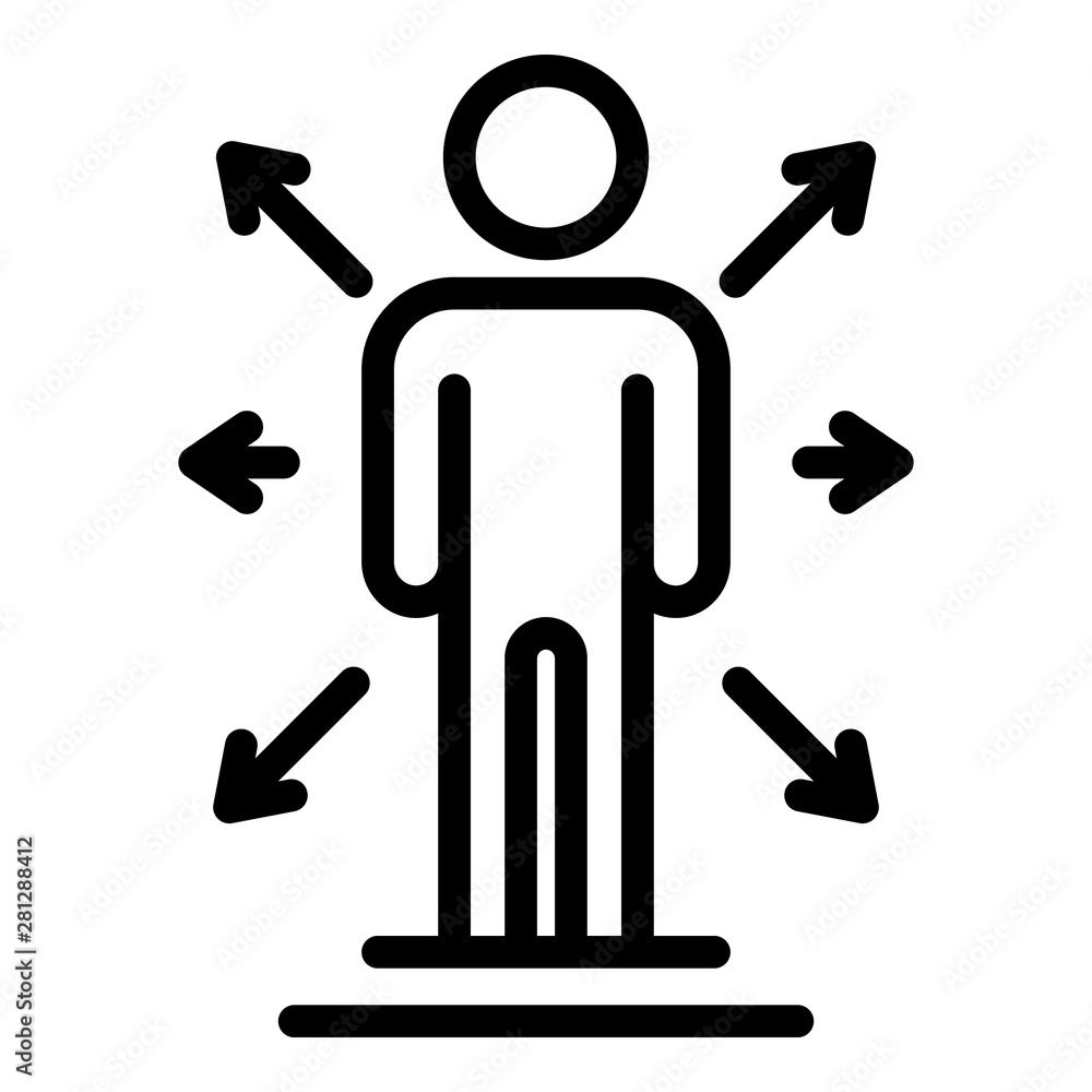 Poster human and arrows icon. outline human and arrows vector icon for web design isolated on white backgro