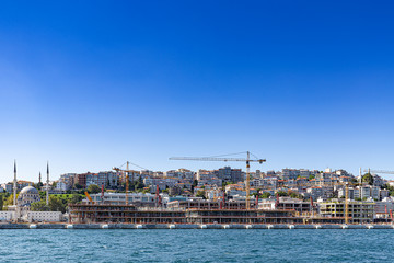 Fototapeta na wymiar Tower crane is under construction of Istanbul