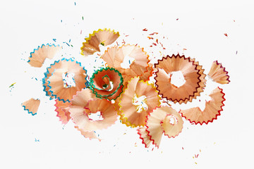 Pencil shavings from colored pencils - obrazy, fototapety, plakaty