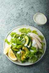 Avocado chicken salad with lemon dressing