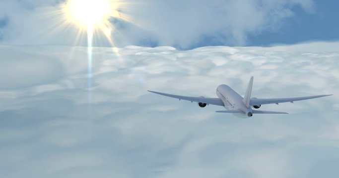 Plane flying. 3D render