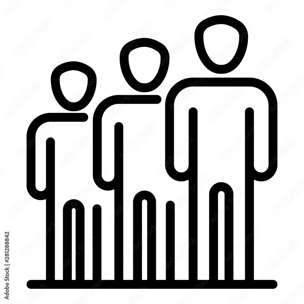 Poster people in a row icon. outline people in a row vector icon for web design isolated on white backgroun