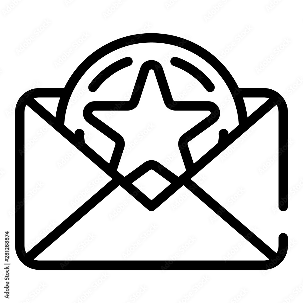 Aufkleber rating star in the envelope icon. outline rating star in the envelope vector icon for web design iso