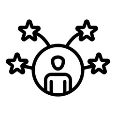 Star rating employee icon. Outline star rating employee vector icon for web design isolated on white background