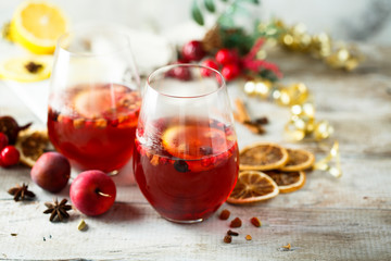 Traditional homemade berry punch with spices