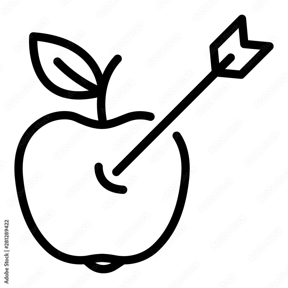 Poster arrow in the apple icon. outline arrow in the apple vector icon for web design isolated on white bac