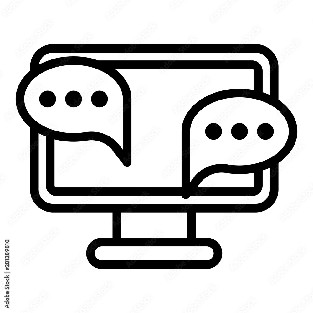 Poster chat bubbles on screen icon. outline chat bubbles on screen vector icon for web design isolated on w