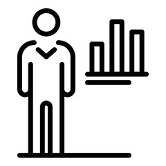 Man target chart icon. Outline man target chart vector icon for web design isolated on white background