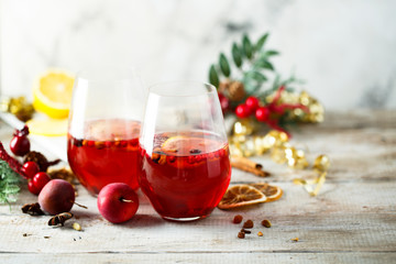 Traditional homemade berry punch with spices