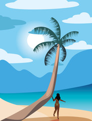 Obraz na płótnie Canvas woman summer time vacations design