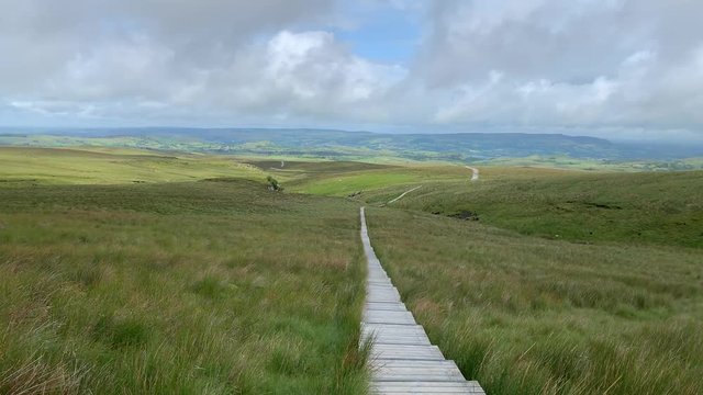 Cuilcagh Mountain Boardwalk moving shot. 4k 30fps
