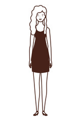 silhouette of young woman standing on white background