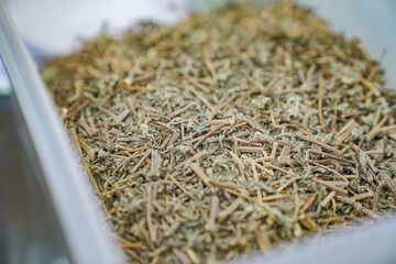 Close up Thai Herb for medicine in Traditioncal Thai Herb shop in Bangkok Thailand.