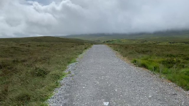 Gravel Path to Cuilcagh Mountain. 4k 30fps