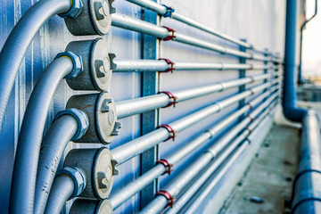 Industrial steel tube at the rooftop building