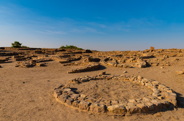 Fototapeta na wymiar Old ruins of Dholavira civilization in Gujarat, India