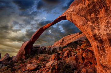 The Landscape Arch in Arches National Park, Utah.