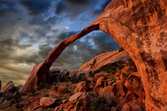 The Landscape Arch In Arches National Park, Utah.