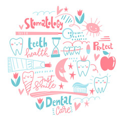Vector design for round stomatology dental pattern