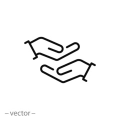 help hand icon, support people, hope together, logo, thin line symbol for web and mobile phone on white background - editable stroke vector illustration eps 10