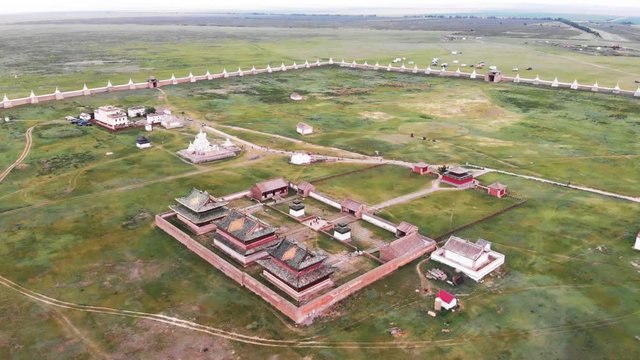Aerial view of the Erdene zuu Monastery, Central Mongolia